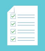 Correctly completed survey or test. All answers are correct. Graphics in flat style. vector