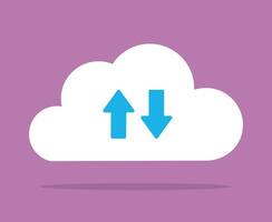 The cloud icon with the recording and download arrow. Colorful graphics in flat design style. vector