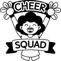 A glyph sticker of supporting character with cheers squad typography vector