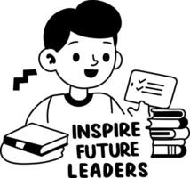 Inspired student sticker in glyph style with typography vector