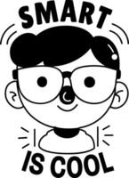 A glyph sticker of a smart student with cool typography vector