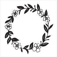 wreath of branches and leaves. simple illustration in sketch style vector