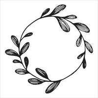 wreath branches and leaves. simple illustration in sketch style vector