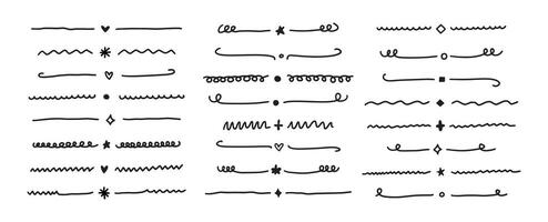 Hand drawn dividers doodle set. Collection Lines, underlines and borders with different shapes. vector