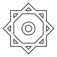 Symbol Rub el Hizb Islam Ramadan equilibrium of static dynamic Sacred geometry contour outline line icon black color illustration thin flat style vector