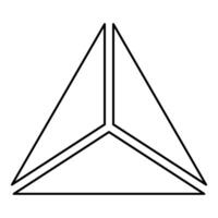 Pyramid shape triangle view from above Sacred geometry contour outline line icon black color illustration image thin vector