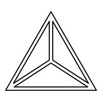Pyramid shape triangle view from above Sacred geometry contour outline line icon black color image thin vector