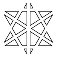 Metatron cube Sacred geometry contour outline line icon black color illustration image thin flat vector