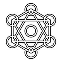 Metatron cube Sacred geometry contour outline line icon black color illustration thin vector