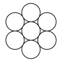 Egg of life Sacred geometry symbol seven circle 7 contour outline line icon black color illustration image thin flat style vector