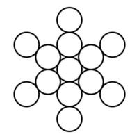 Fruit of life symbol Sacred geometry contour outline line icon black color illustration image thin flat style vector