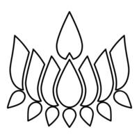 Ayyavazhi lotus carrying Naman symbol contour outline line icon black color illustration image thin flat style vector