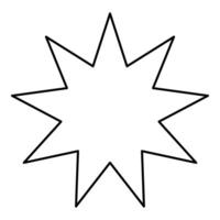 Six pointed star Bahaism Baha'i Bahai symbol unity and harmony between different religions cultures contour outline line icon black color illustration image thin flat style vector
