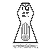 Symbol Jainism emblem Jain Prateek Chihna Hand Akhimsa Ahimsa arm religion Dharma Ahinsa Mahavir Jayanti contour outline line icon black color illustration image thin vector