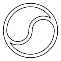 Yin Yang Taoism symbol harmony equilibrium concept contour outline line icon black color illustration image thin flat style vector
