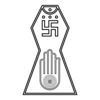 Symbol Jainism emblem Jain Prateek Chihna Hand Akhimsa Ahimsa arm religion Dharma Ahinsa Mahavir Jayanti contour outline line icon black illustration image thin flat style vector