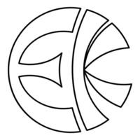 Symbol Eckankar religion EK contour outline line icon black color illustration image thin flat style vector