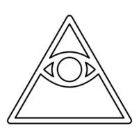 Kao Give all seeing eye in pyramid inside triangle Illuminati symbol Masonic contour outline line icon black color illustration vector