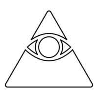 Kao Give all seeing eye in pyramid inside triangle Illuminati symbol Masonic contour outline line icon black color illustration image thin flat style vector