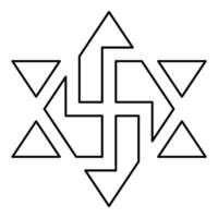 Raelism symbol David star of the galaxy Raeliteli contour outline line icon black color illustration image thin vector