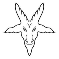 Head goat Symbol Satanism of Lavaeus Sigil of Baphomet sign contour outline line icon black color illustration image thin flat style vector