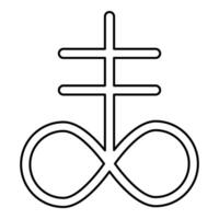 Satanic Cross Theistic satanism symbol contour outline line icon black color illustration image thin flat style vector