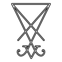Lucifer's sign seal Satan Lucifer symbol contour outline line icon black color illustration image thin flat style vector