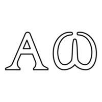 Alpha Omega symbols Greek sings contour outline line icon black color illustration image thin flat style vector