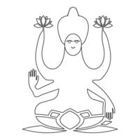 Lakshmi Goddess contour outline line icon black color illustration image thin flat style vector
