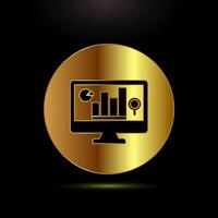 Data analytics icon design. Market research, analytic icon, Gold color style vector