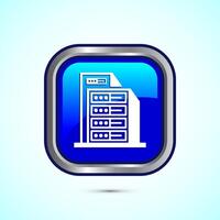 Data center icon design illustration. Computer server icon, Blue color square button design vector