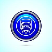 Data center icon design illustration. Computer server icon, Blue color round button design vector