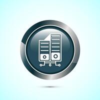 Data center icon design illustration. Computer server icon, Gray color round button design vector