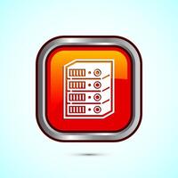 Data center icon design illustration. Computer server icon, Orange color square button design vector