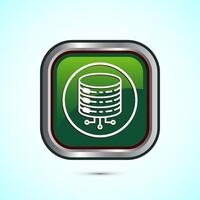Data center icon design illustration. Computer server icon, Green color square button design vector