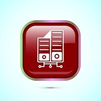Data center icon design illustration. Computer server icon, Red color square button design vector