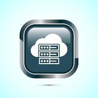 Data center icon design illustration. Computer server icon, Gray color square button design vector