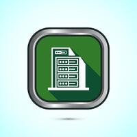 Data center icon design illustration. Computer server icon, Green shadow button design vector