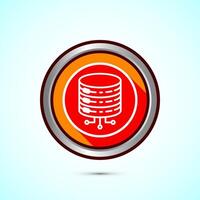 Data center icon design illustration. Computer server icon, Orange shadow button design vector