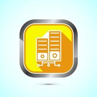 Data center icon design illustration. Computer server icon, Yellow shadow button design vector
