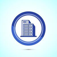 Data center icon design illustration. Computer server icon, Blue color button design vector