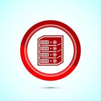 Data center icon design illustration. Computer server icon, Red color button design vector