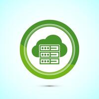 Data center icon design illustration. Computer server icon, Green color button design vector