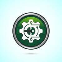 Digital transformation icon. Digitalization sign suitable for mobile apps, and web designs, Green color round button design vector