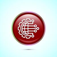 Digital transformation icon. Digitalization sign suitable for mobile apps, and web designs, Red color round button design vector