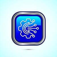 Digital transformation icon. Digitalization sign suitable for mobile apps, and web designs, Blue color square button design vector