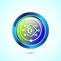 Digital transformation icon. Digitalization sign suitable for mobile apps, and web designs, Glossy round button design vector