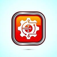Digital transformation icon. Digitalization sign suitable for mobile apps, and web designs, Orange color square button design vector