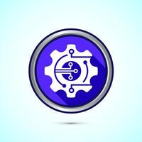 Digital transformation icon. Digitalization sign suitable for mobile apps, and web designs, Blue shadow button design vector