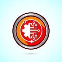 Digital transformation icon. Digitalization sign suitable for mobile apps, and web designs, Orange shadow button design vector